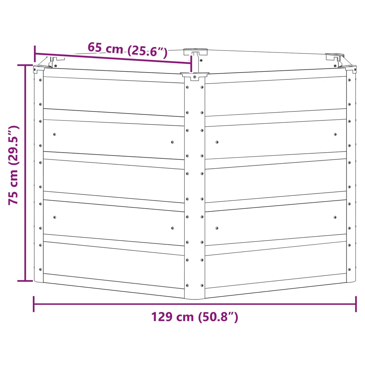 Hexagon Steel Planter Light Grey 129x129x75cm