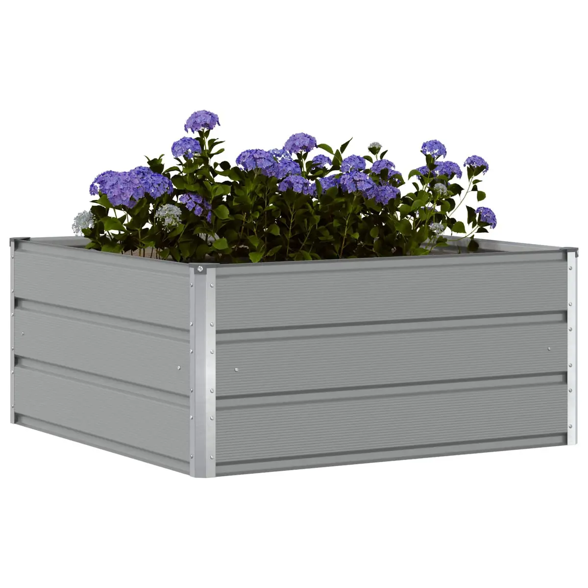 Steel Planter Light Grey 100 x 100 x 45 cm Modern Outdoor Decorative Plant Pot Minimalist