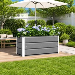 Light Grey Steel Planter for Modern Gardens 100x40x45cm