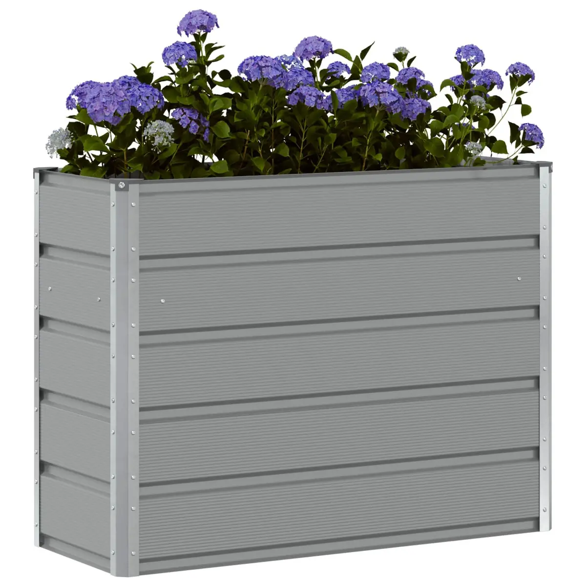 Light Grey Steel Planter 100 x 40 x 75 cm for Indoors and Outdoors