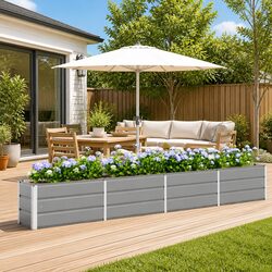 Light Grey Steel Planter for Modern Spaces 320 x 40 x 45 cm