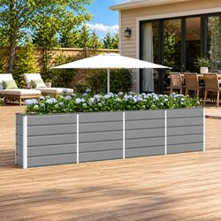 Light Grey Large Steel Planter 320x40x75cm