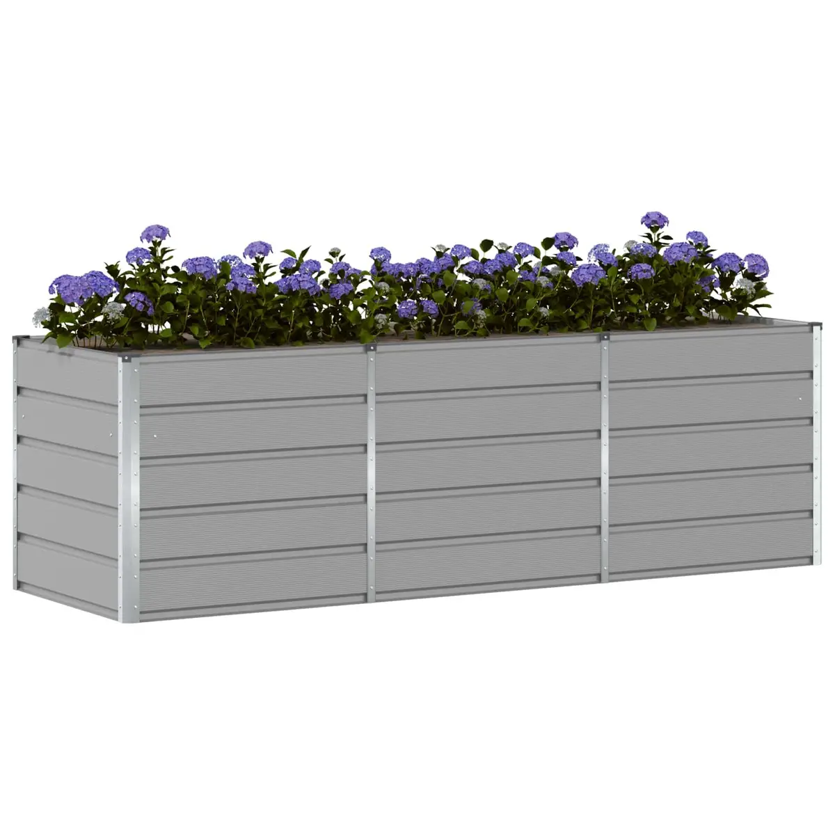 Steel Planter 240x80x75cm Light Grey Garden Outdoor Indoor Pot Container