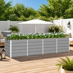 Light Grey Modern Steel Planter for Gardens and Indoors