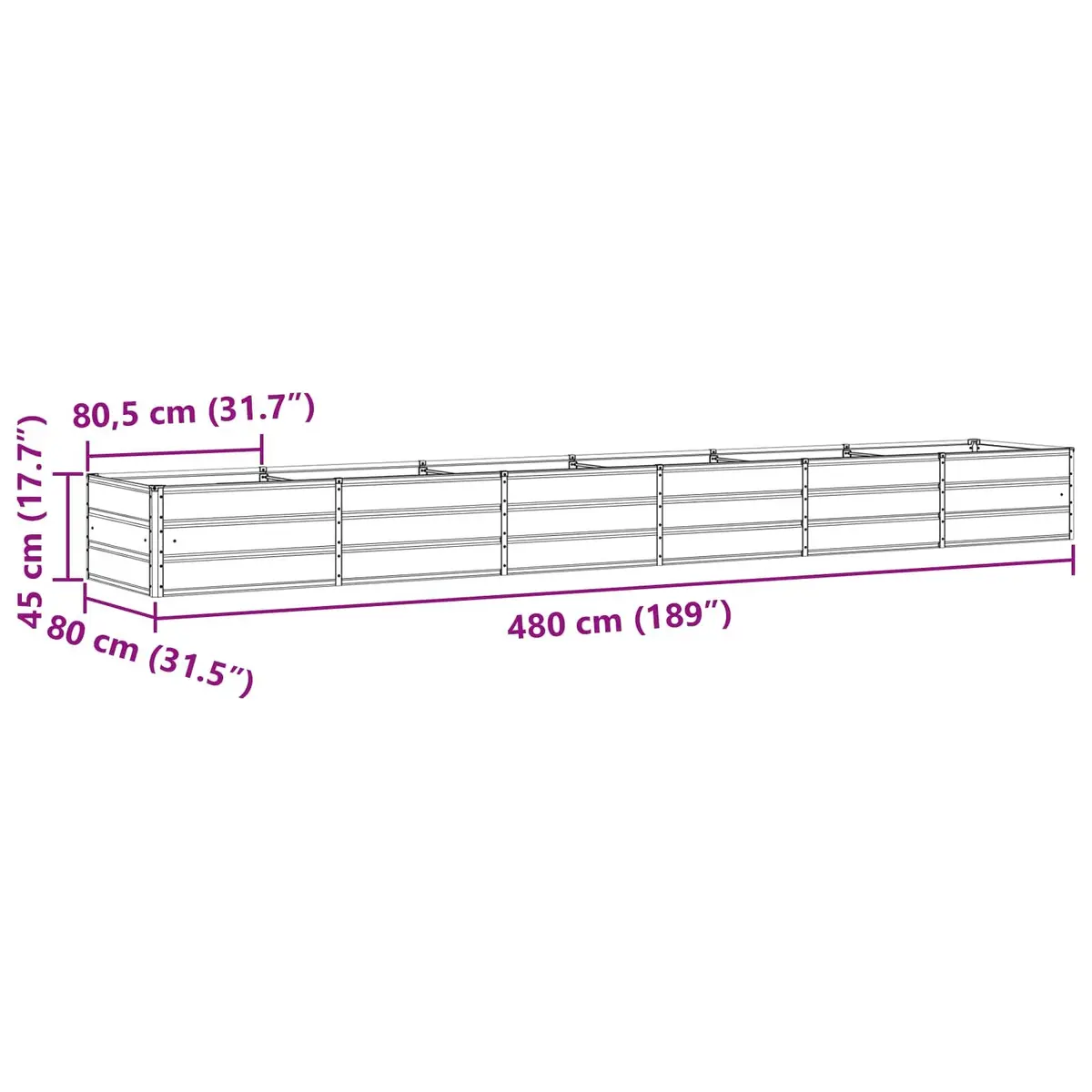 Light Grey Modern Planter 480x80x45cm for Gardens