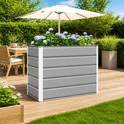 Light Grey Steel Garden Planter for Outdoor Spaces