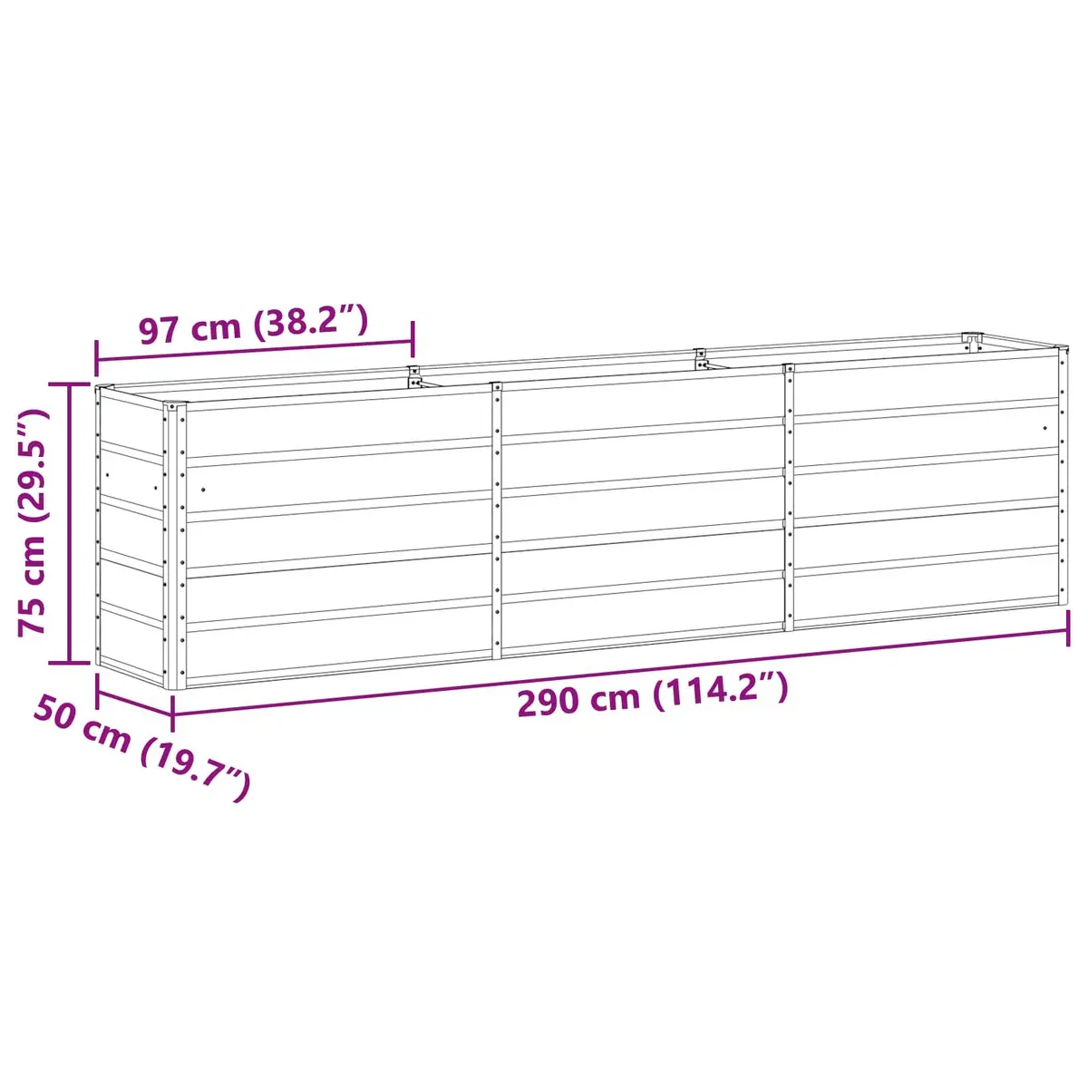 Light Grey Galvanised Steel Planter for Outdoor Spaces