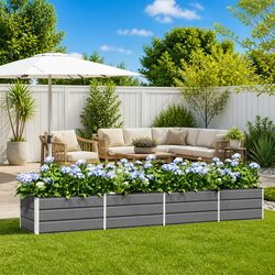 Light Grey Galvanised Steel Garden Planter for Outdoors