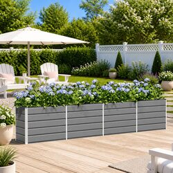 Light Grey Steel Garden Planter 385 x 50 x 75 cm