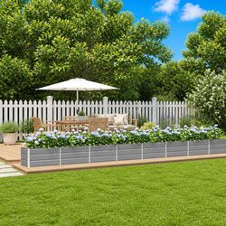 Light Grey Galvanised Steel Planter for Modern Gardens