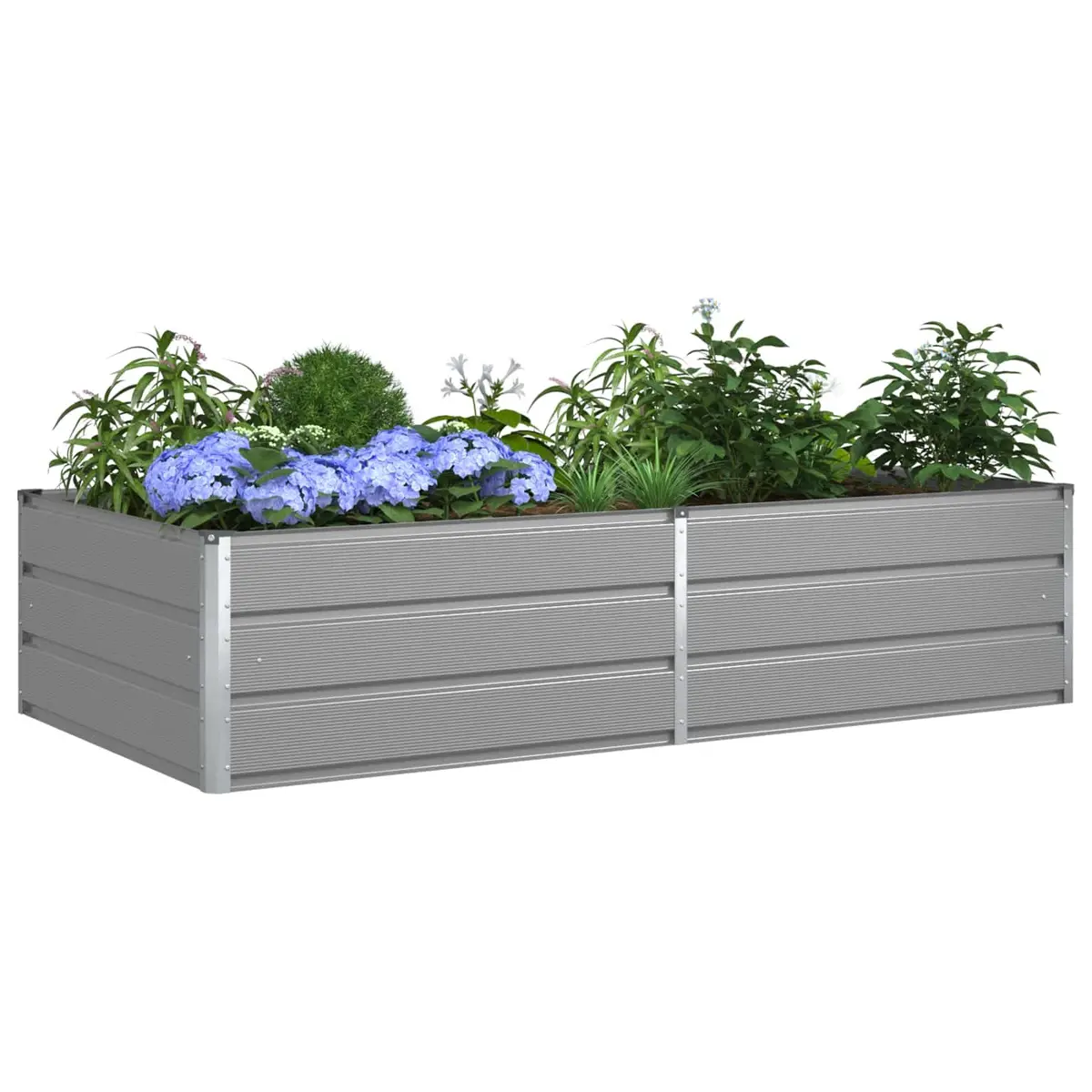 Steel Planter Galvanized 195 x 100 x 45 cm Light Grey