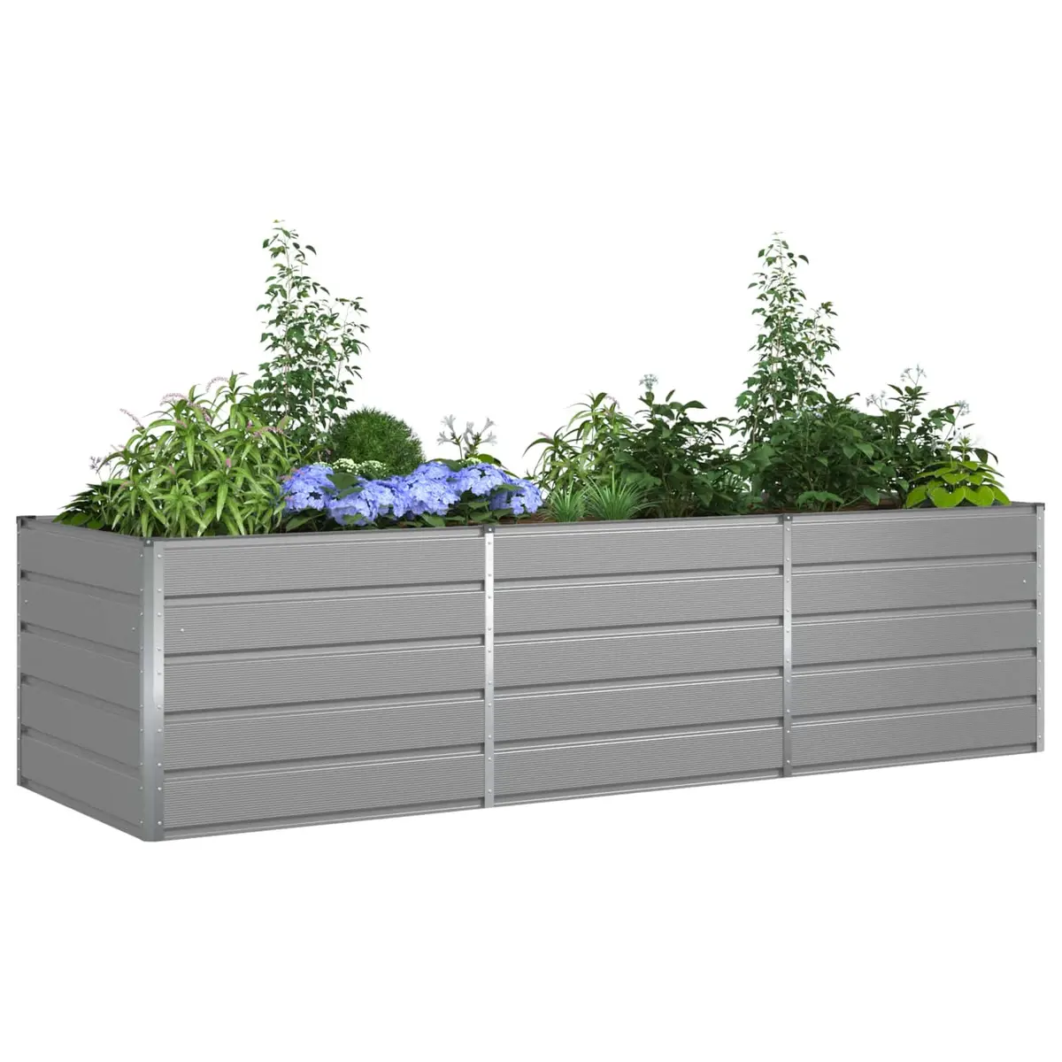 Steel Planter Galvanised 290 x 100 x 75 cm Light Grey