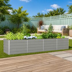 Light Grey Steel Raised Garden Planter 385 x 100 x 75 cm