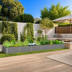 Light Grey Galvanised Steel Garden Planter 580x100x45cm