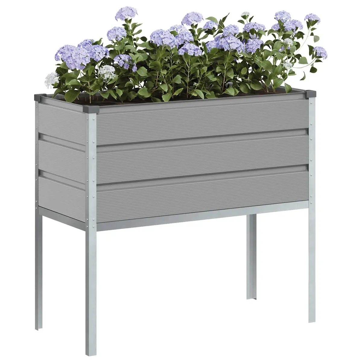 High Foot Planter Galvanised Steel 100 x 45 x 90 cm Light Grey