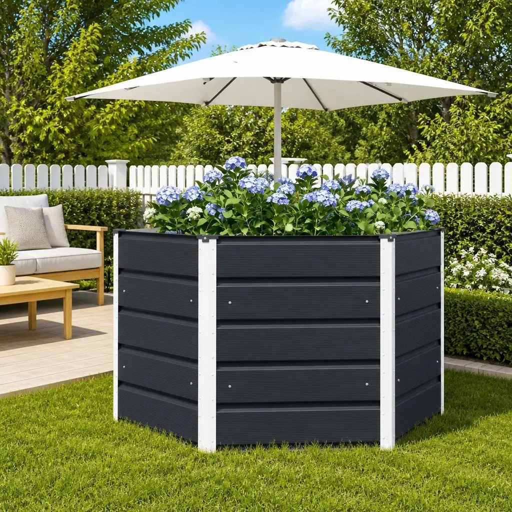 Hexagon Steel Planter Anthracite 129x129x75cm