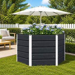 Durable Hexagonal Steel Garden Planter Anthracite 129x129x75cm