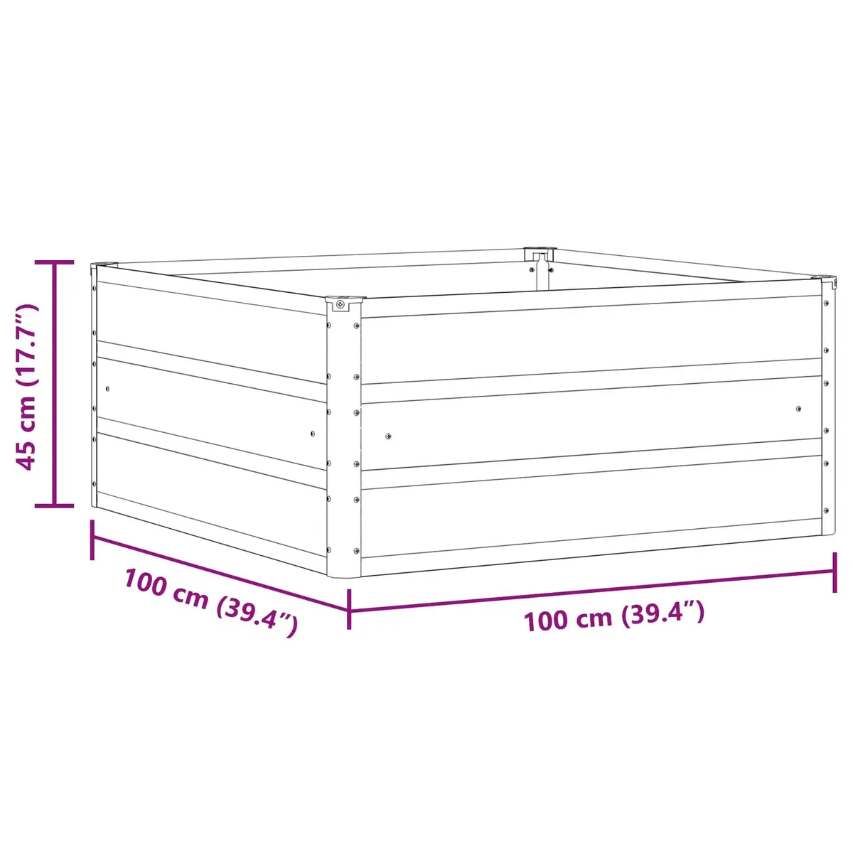 Steel Planter Outdoor Large Decorative Container Modern Anthracite 100x100x45cm