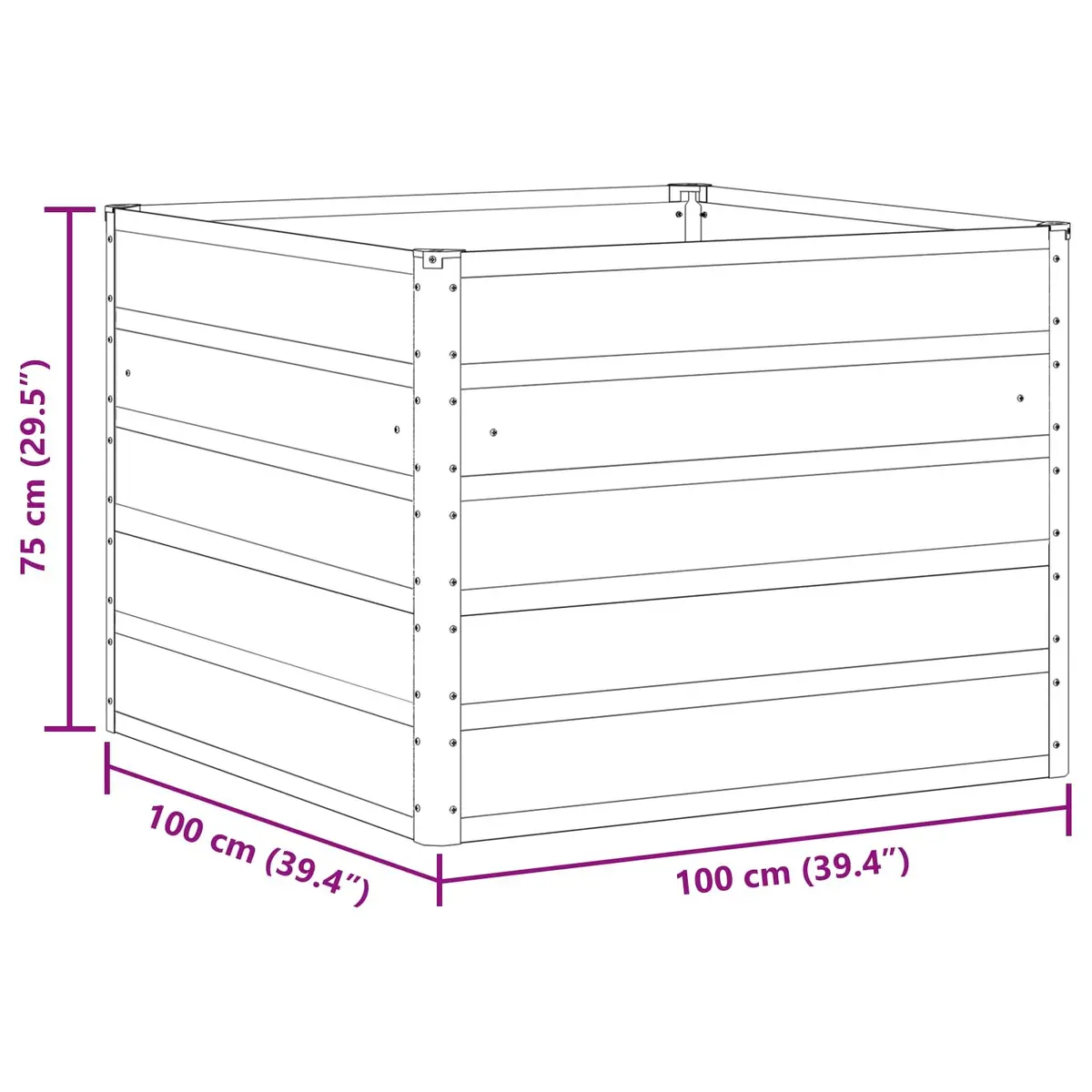 Steel Planter Steel 100x100x75cm Anthracite