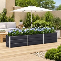 Durable Steel Planter in Anthracite 240x40x45cm