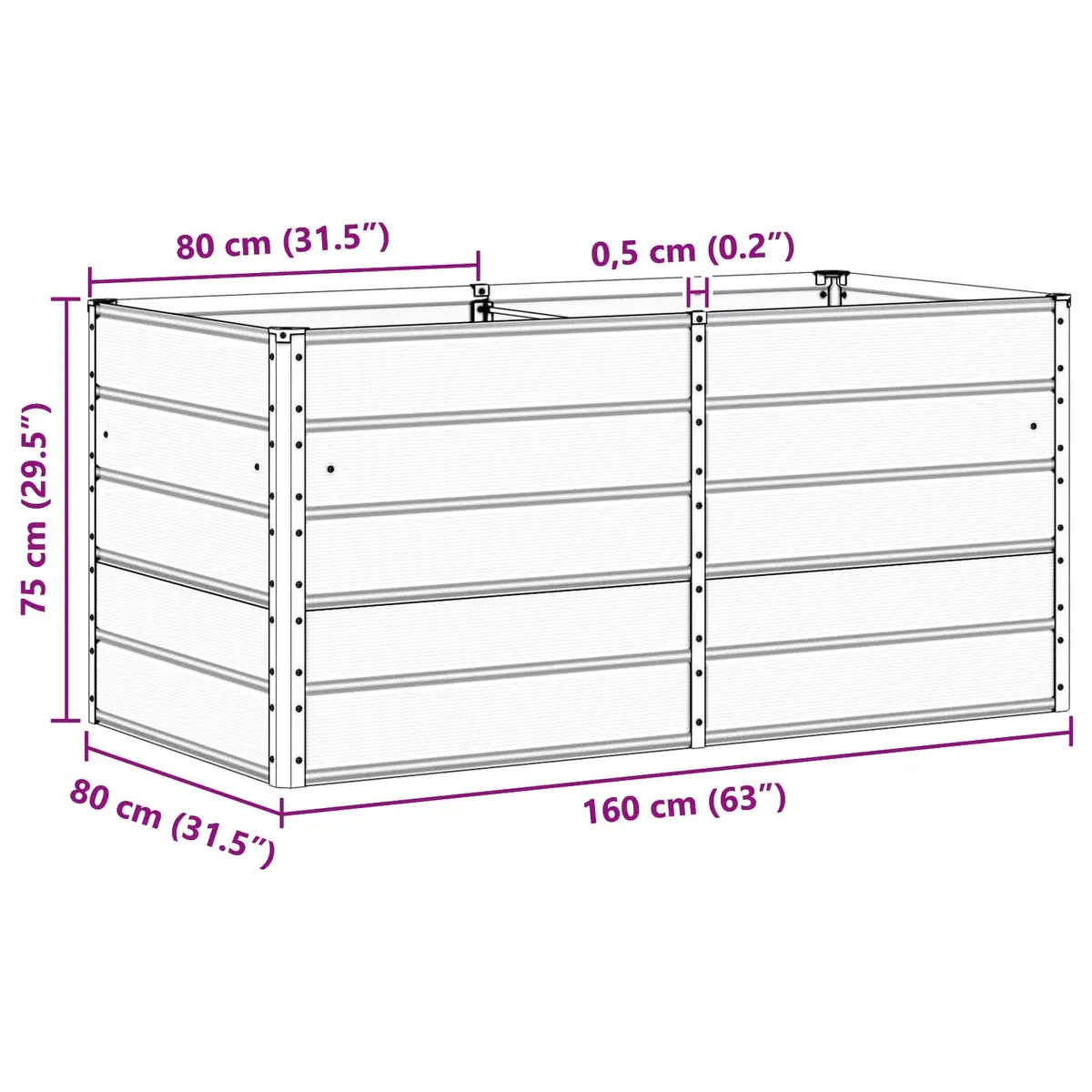 Steel Planter Anthracite 160 x 80 x 75 cm