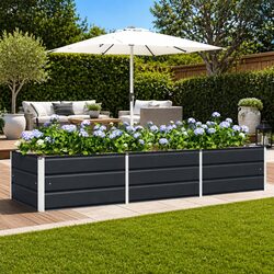 Anthracite Steel Planter 240 x 80 x 45 cm for Outdoor & Indoor