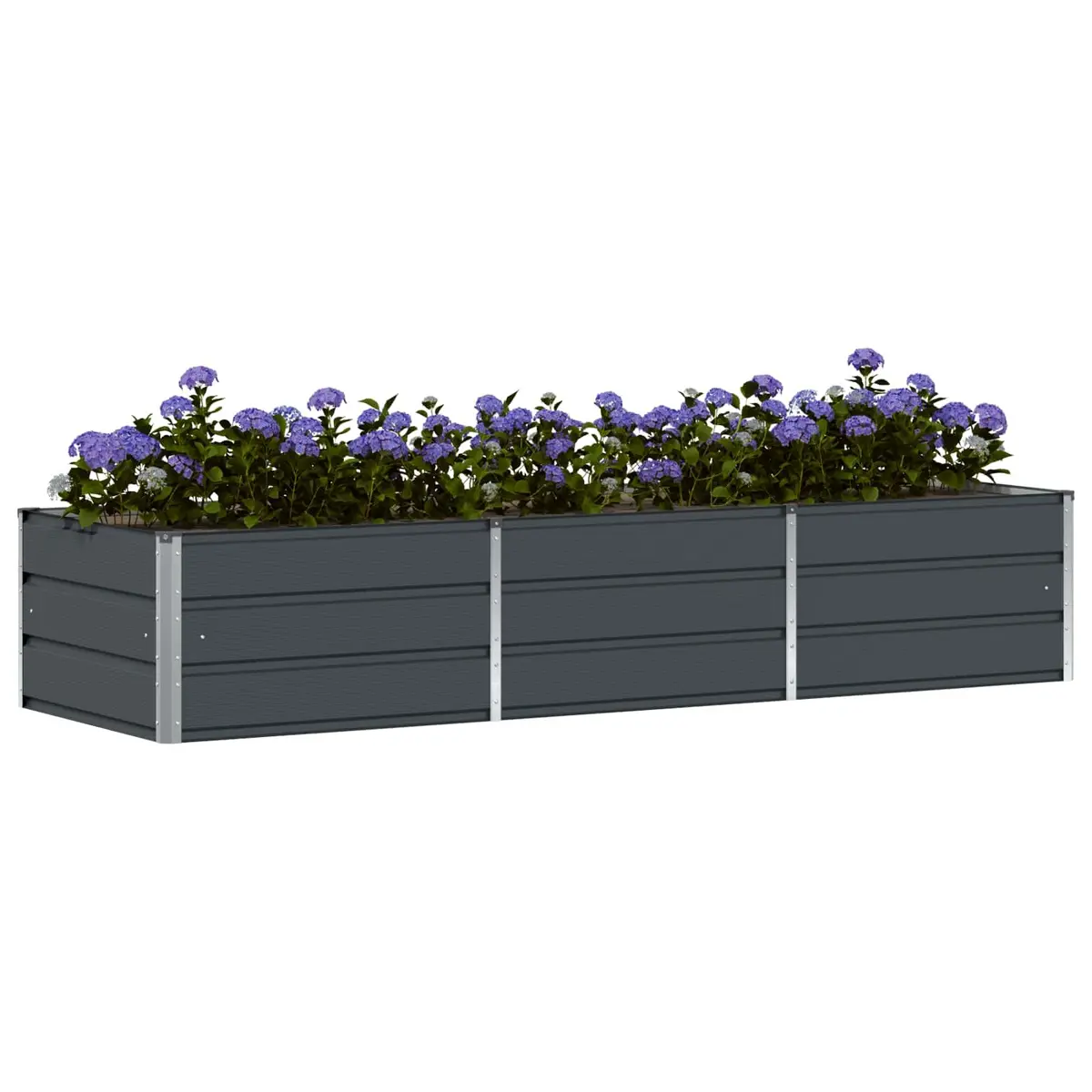 Anthracite Steel Planter 240 x 80 x 45 cm for Outdoor & Indoor