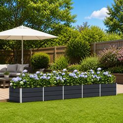 Anthracite Steel Planter for Contemporary Gardens 400 x 80 x 45 cm