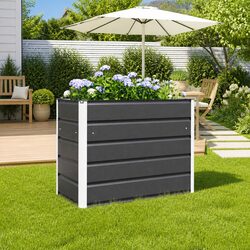 Durable Galvanised Steel Planter in Anthracite 100 x 50 x 75 cm