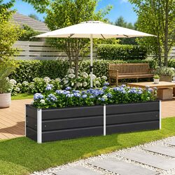 Durable Steel Planter in Anthracite 195 x 50 x 45 cm