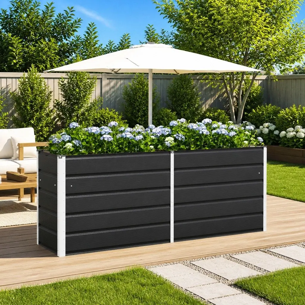 Steel Planter Galvanised Steel 195 x 50 x 75 cm Anthracite
