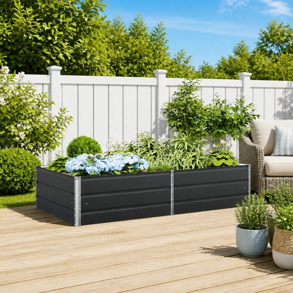 Steel Planter Galvanised 195 x 100 x 45 cm Anthracite