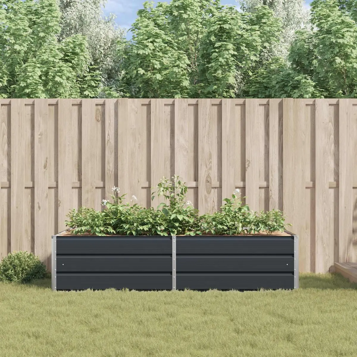 Steel Planter Galvanised 195 x 100 x 45 cm Anthracite