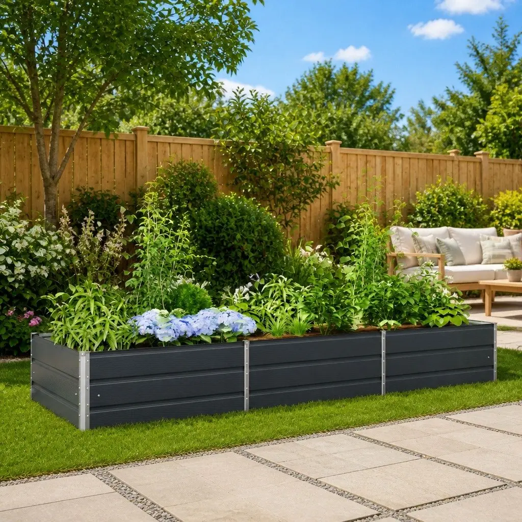 Large Galvanised Steel Planter 290 x 100 x 45 cm Anthracite