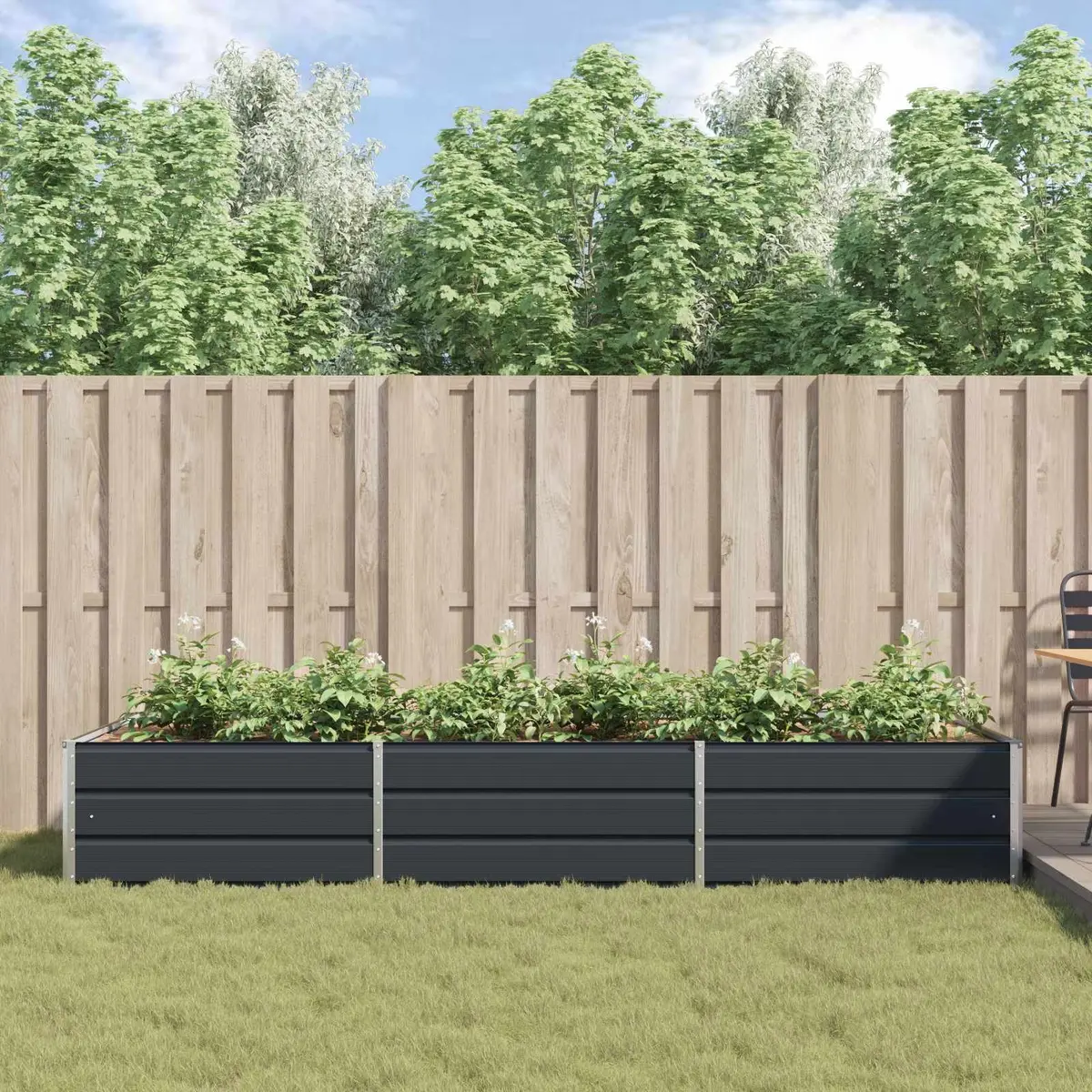Large Galvanised Steel Planter 290 x 100 x 45 cm Anthracite
