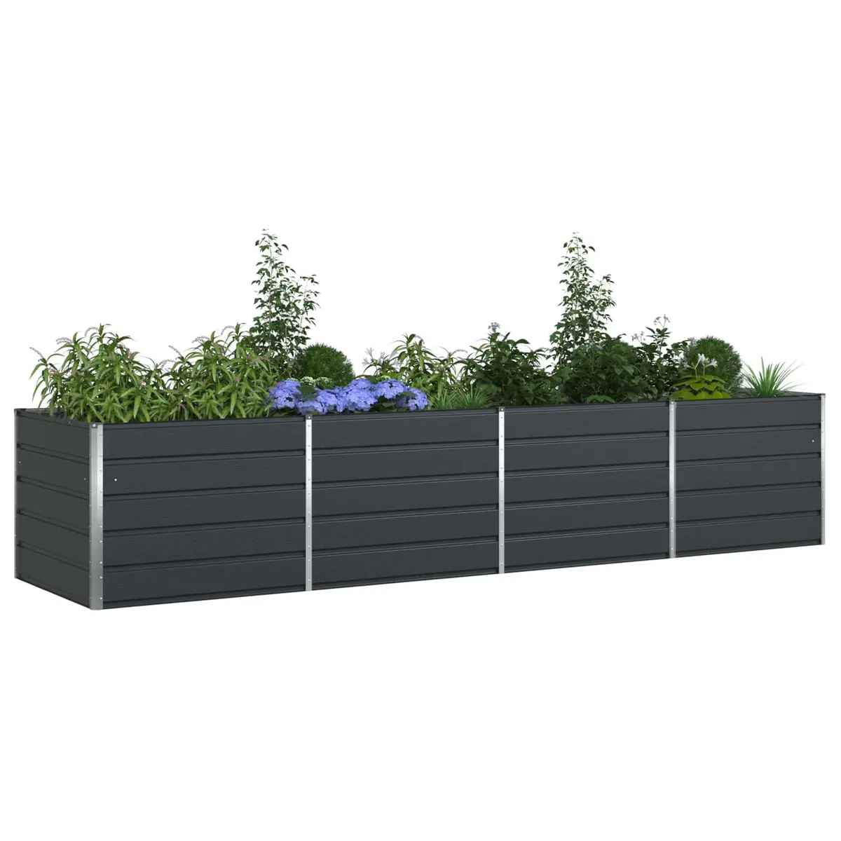 Anthracite Steel Garden Planter 385 x 100 x 75 cm