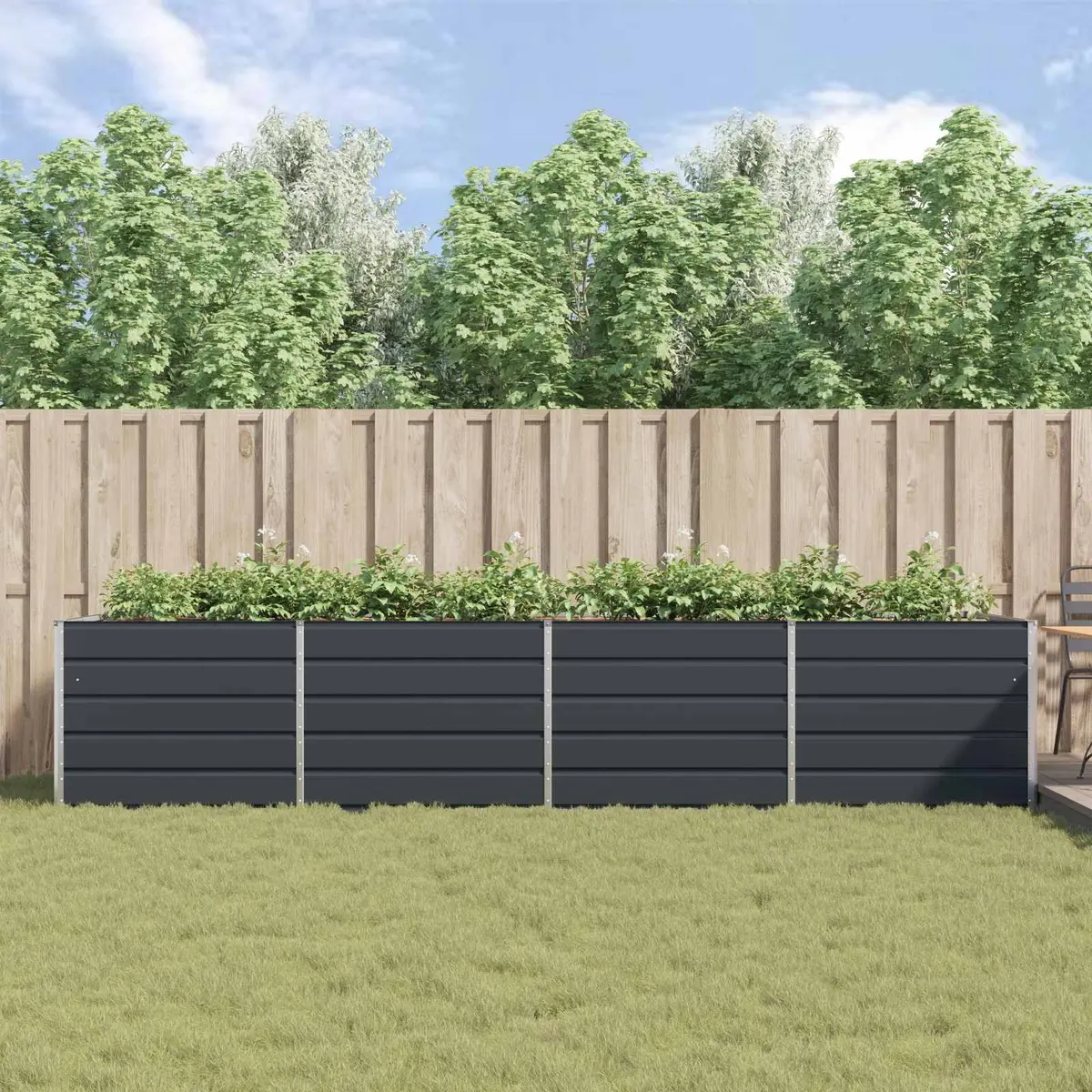 Anthracite Steel Garden Planter 385 x 100 x 75 cm