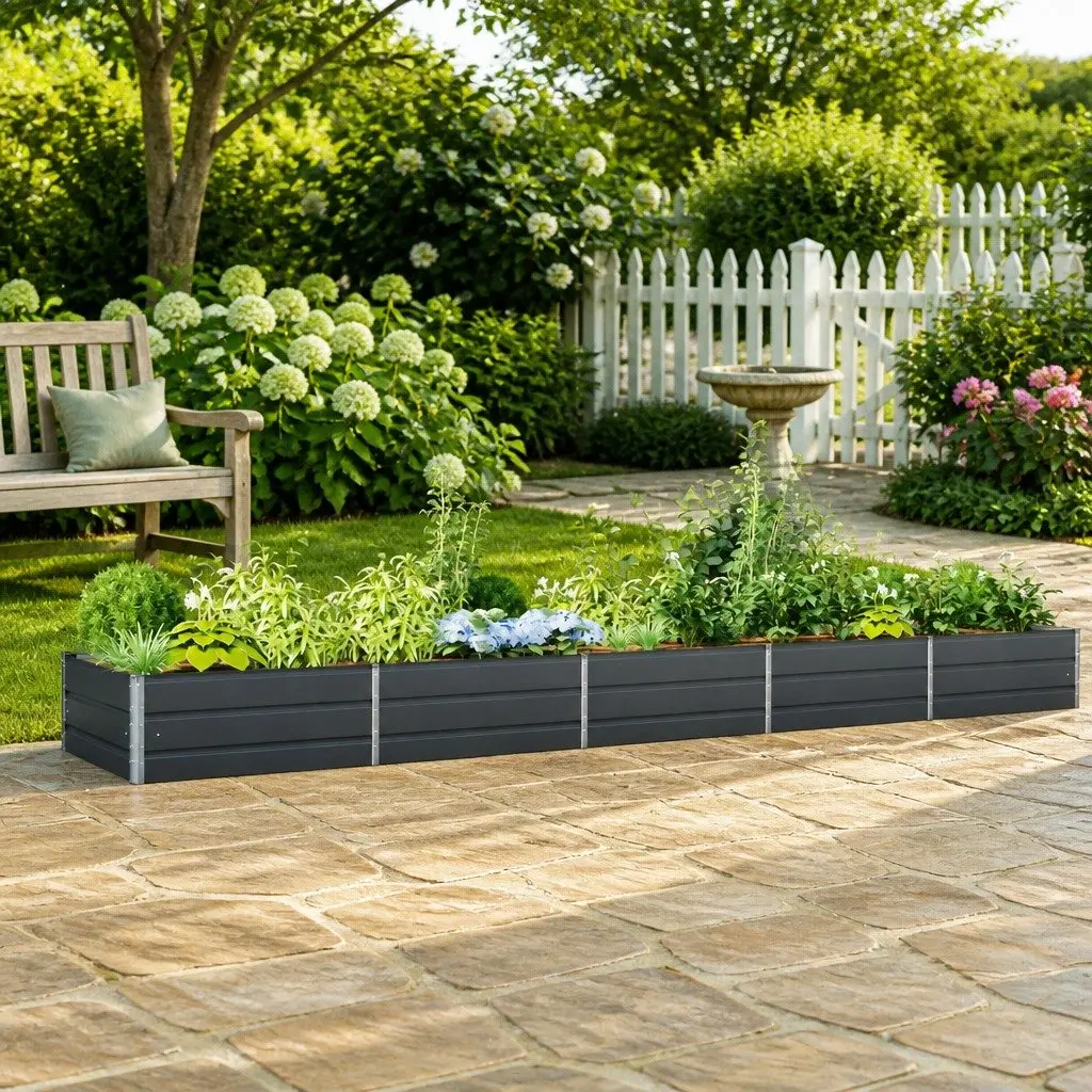 Steel Planter Galvanised 480 x 100 x 45 cm Anthracite