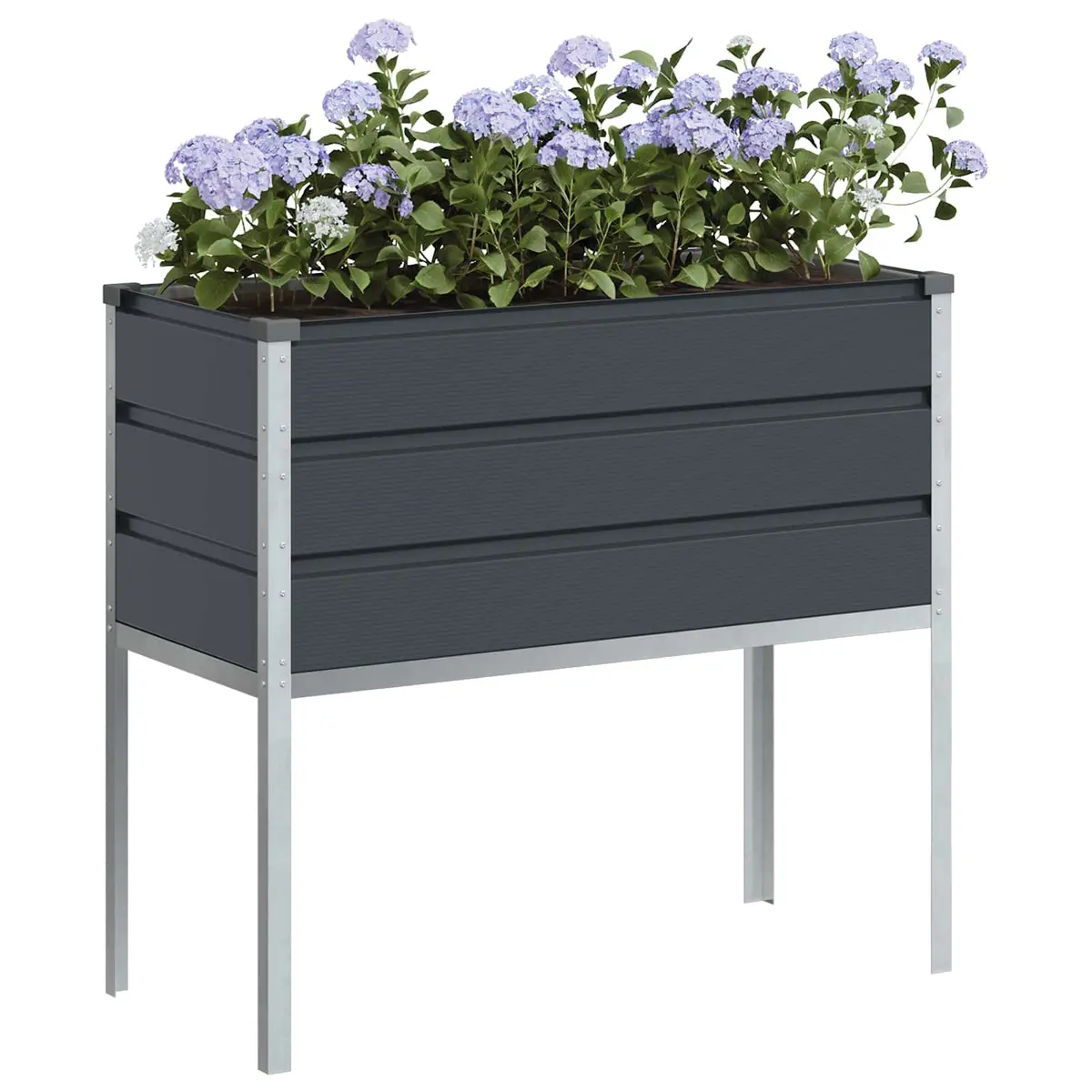 High Foot Planter Galvanised Steel 100 x 45 x 90 cm Anthracite