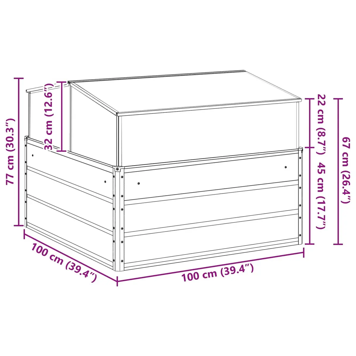 Planter Galvanised Steel 100x100x77cm Anthracite