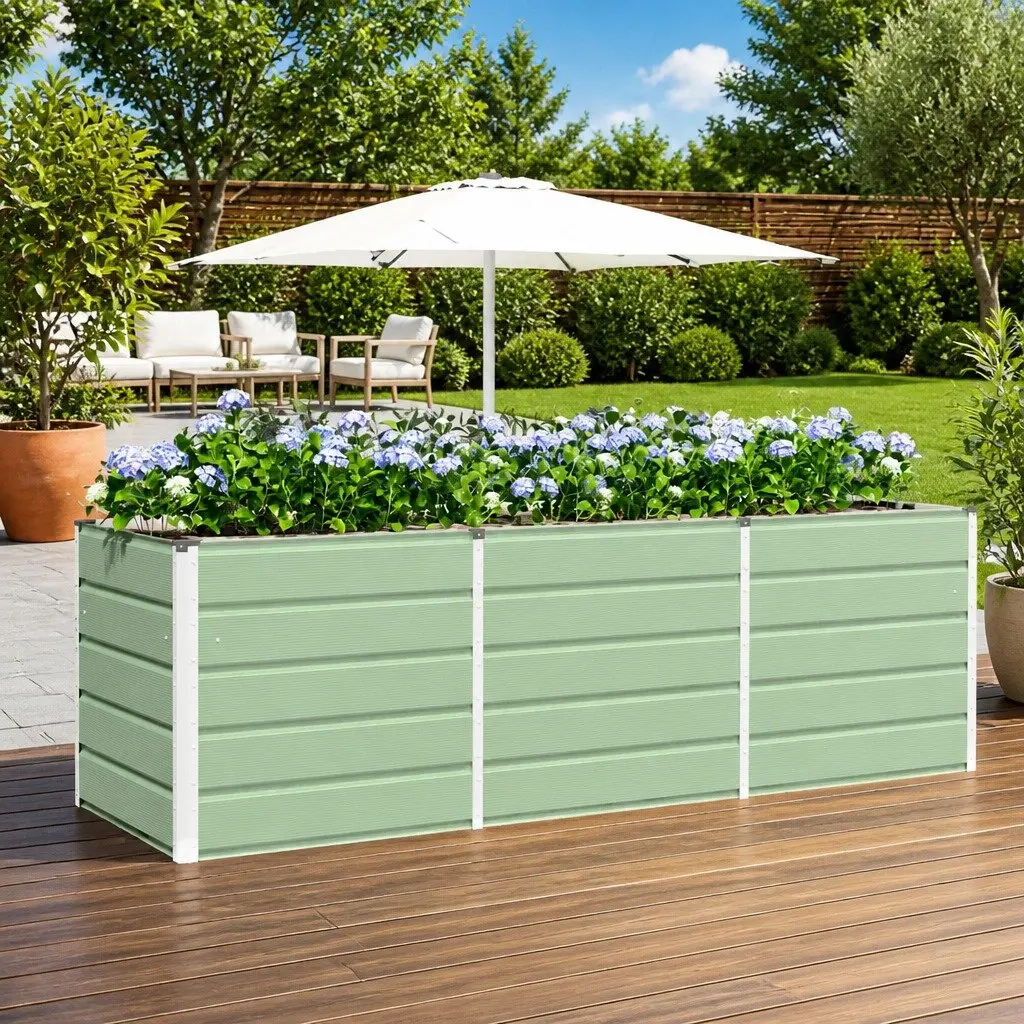 Steel Garden Planter Box 240cm Green Modern Outdoor Indoor Plant Container