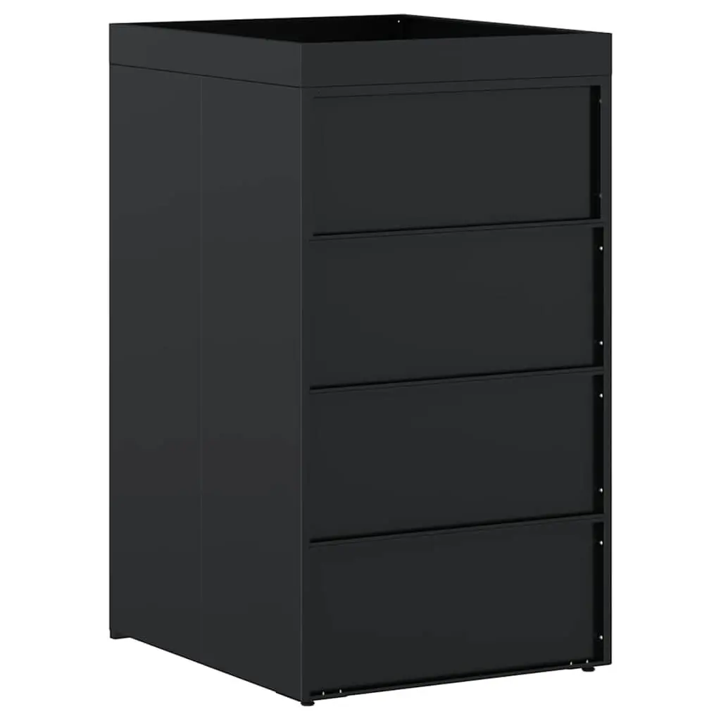 Wheelie Bin Storage Powder-coated Steel Single 240L Black Outdoor Garden Waste with Planter Roof