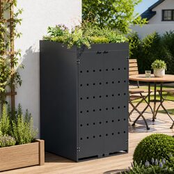 Wheelie Bin Storage with Planter Roof for Single 240L Waste Container Anthracite