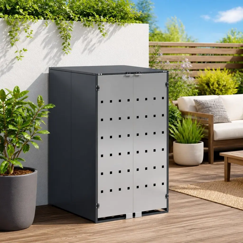 Anthracite Wheelie Bin Storage Enclosure with Gas Lift Lid