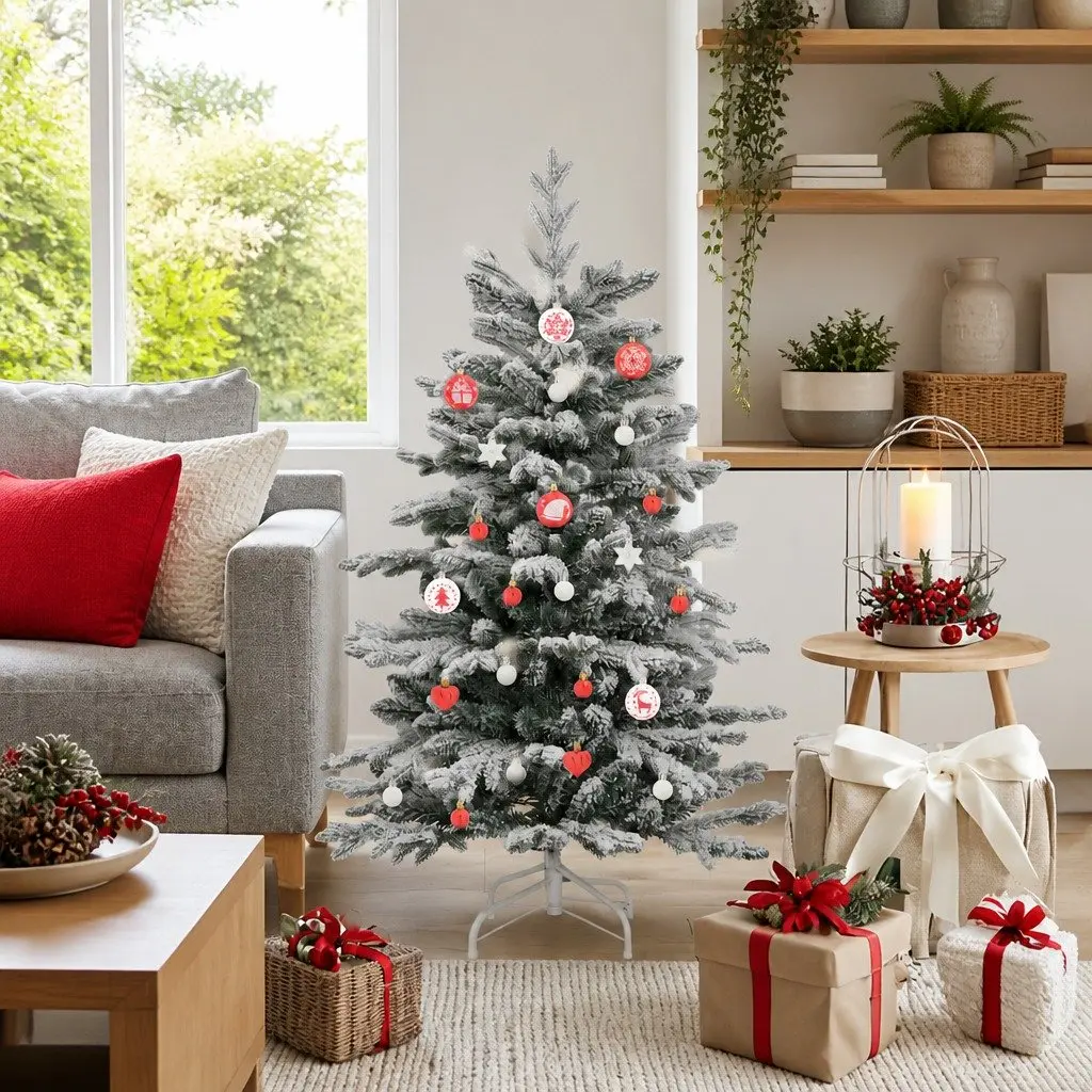 Christmas Bauble Set Plastic 6 cm Red White 40 Pieces