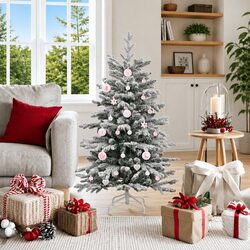 40-Piece Christmas Bauble Ornament Set in White and Pink