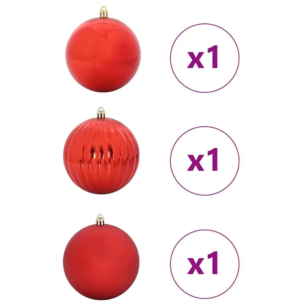 Christmas Bauble Set Plastic Ø 25 cm Red 3 Piece with LEDs