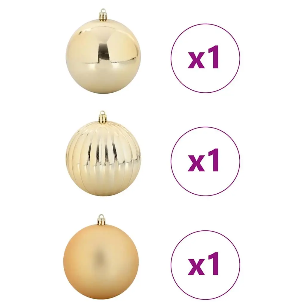 Christmas Bauble Set Plastic 25cm Gold 3 Pieces with LEDs