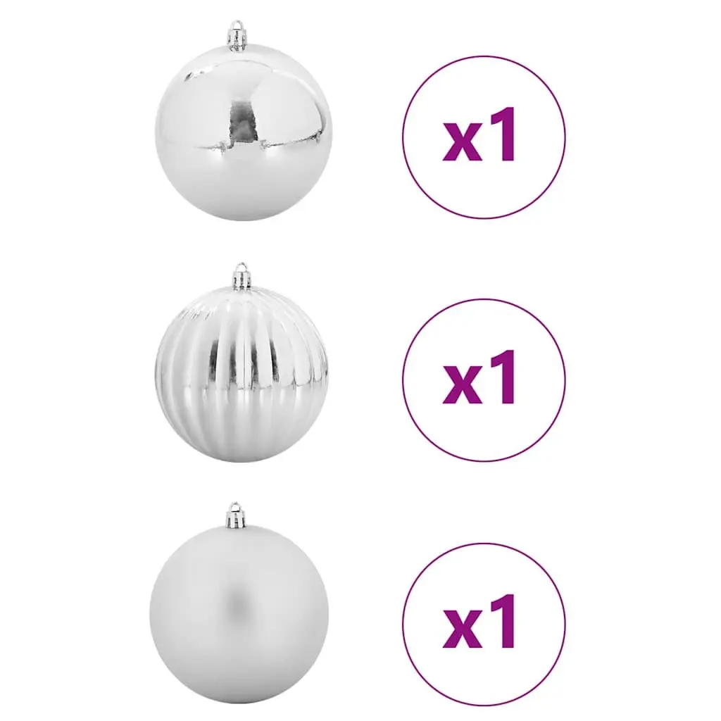 Christmas Bauble Set 3 Pcs Silver 25cm Plastic Ornaments Modern Holiday Decor