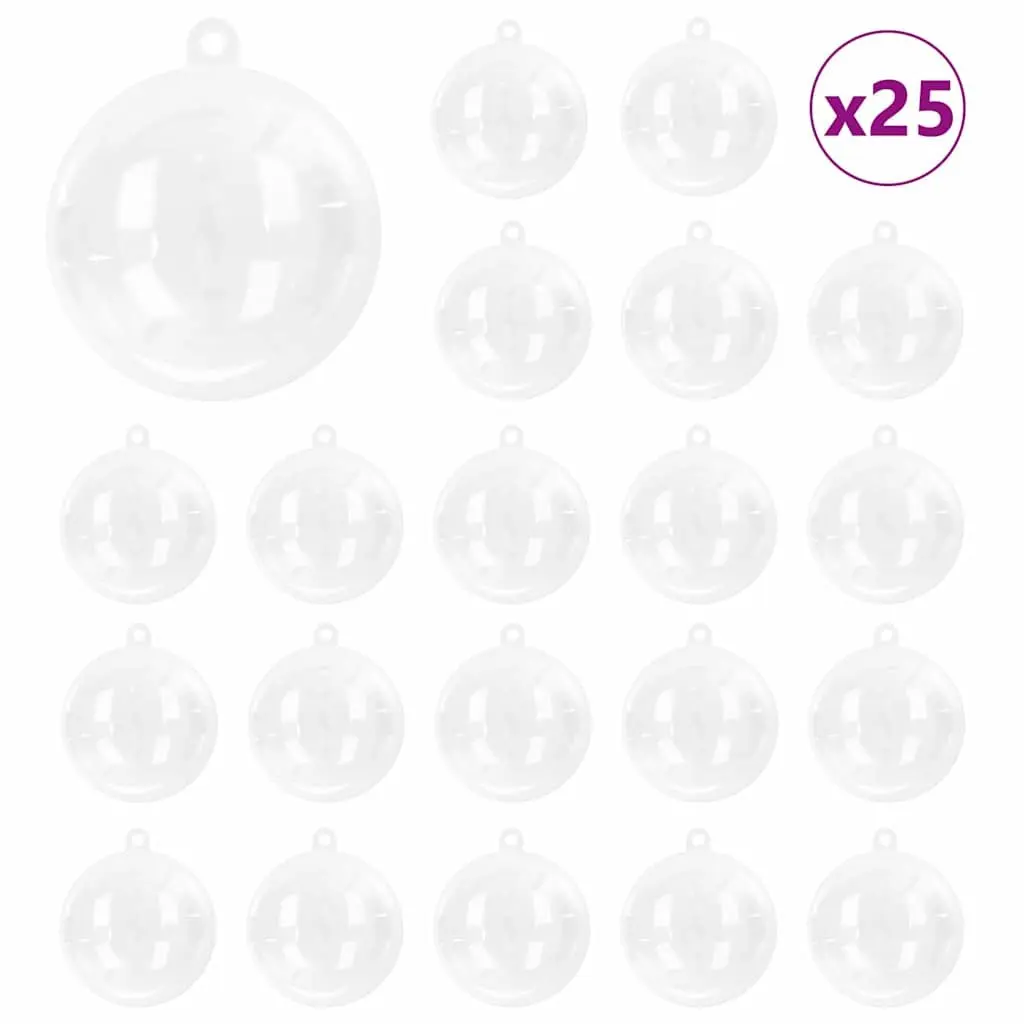 Set of 25 Transparent Christmas Baubles 10cm